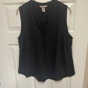 H&M Black V Neck Sleeveless Blouse with Mandarin Collar